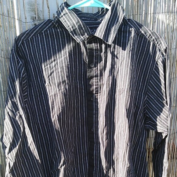 Sean John Men's Black White Striped Button Down - L - Original Fit - Picture 1 of 14